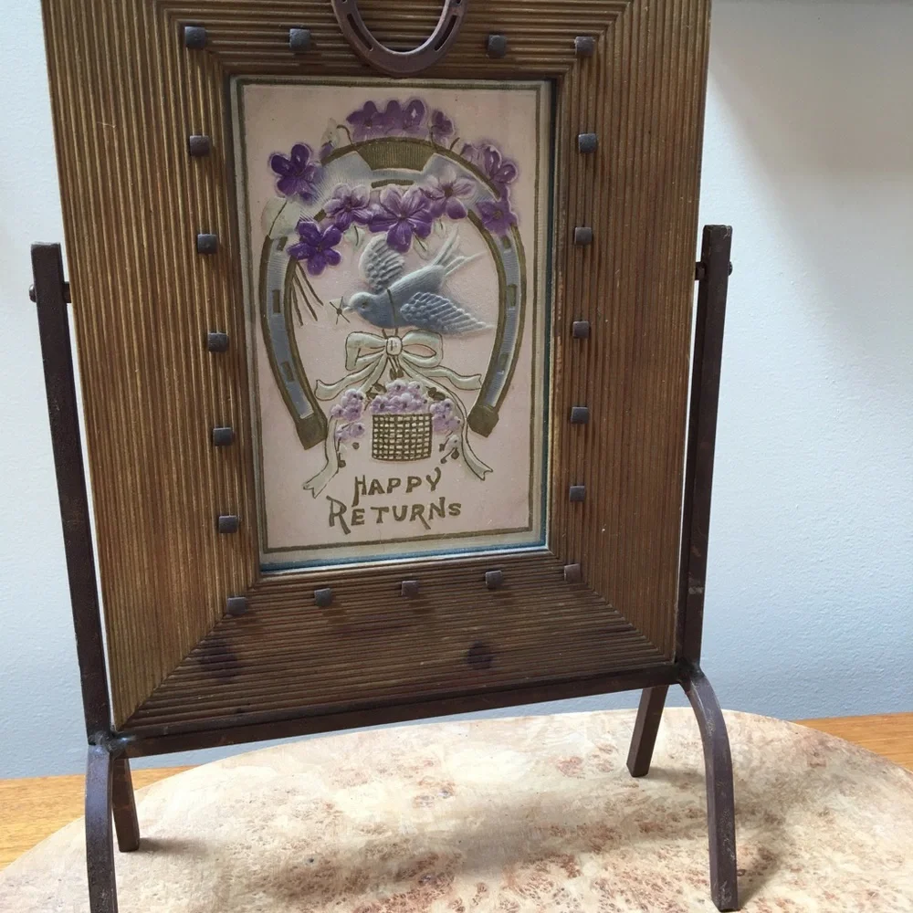 Vintage Postcard in Horseshoe Frame